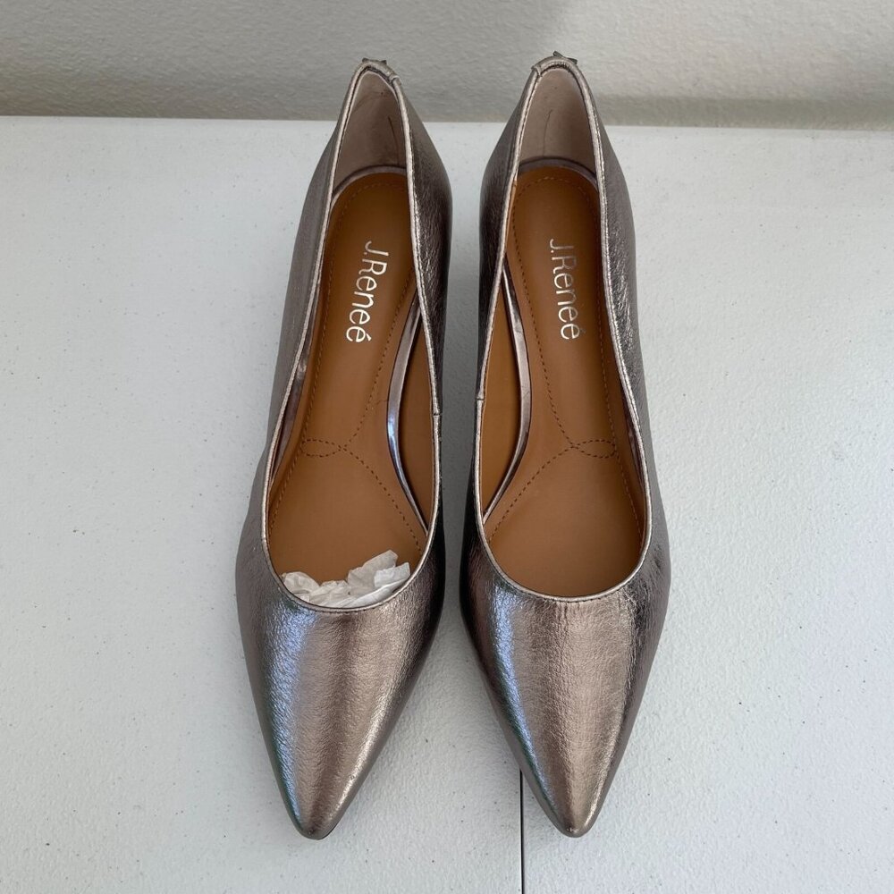 NEW J Renee Womens 9W Asilah Pump Taupe Metallic Nappa